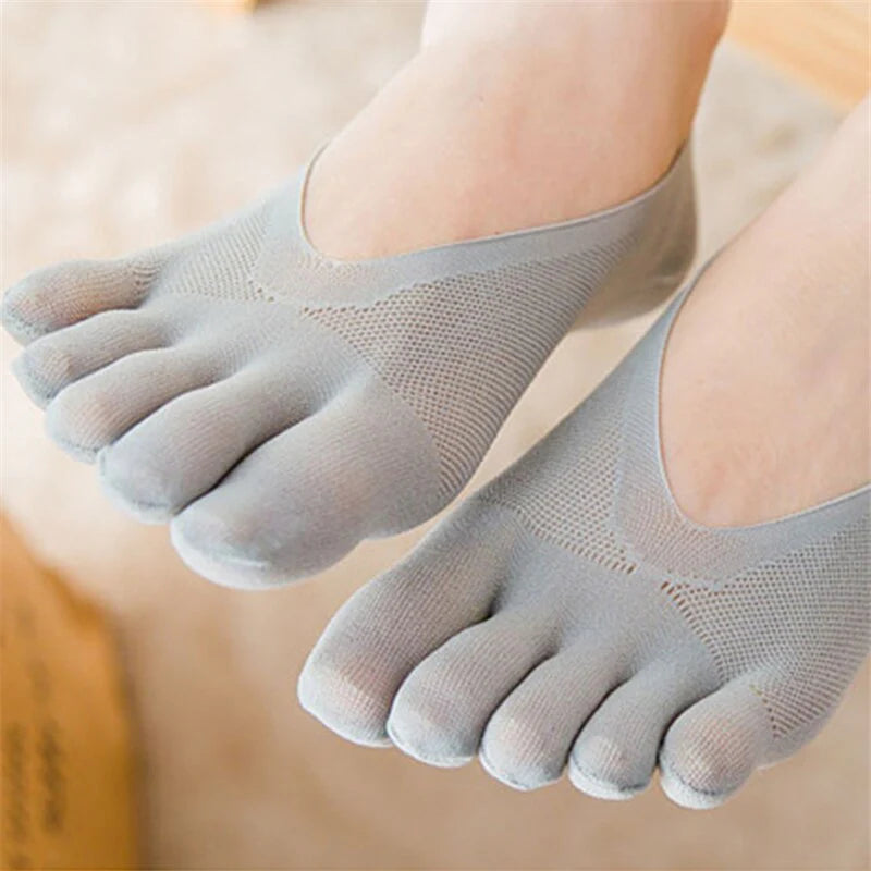 Women Summer Five-Finger Socks Ultrathin Funny Toe Invisible Sokken with Silicone Anti-Skid Breathable Anti-Friction Dropship