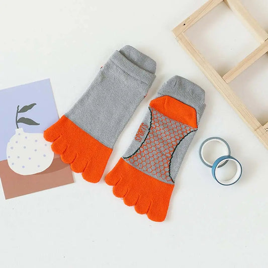 Baby Kids Five-Finger Socks Color Matching Sweat Absorbing Sports Cotton Socks Girls Boys Mesh Breathable Split Toe Socks