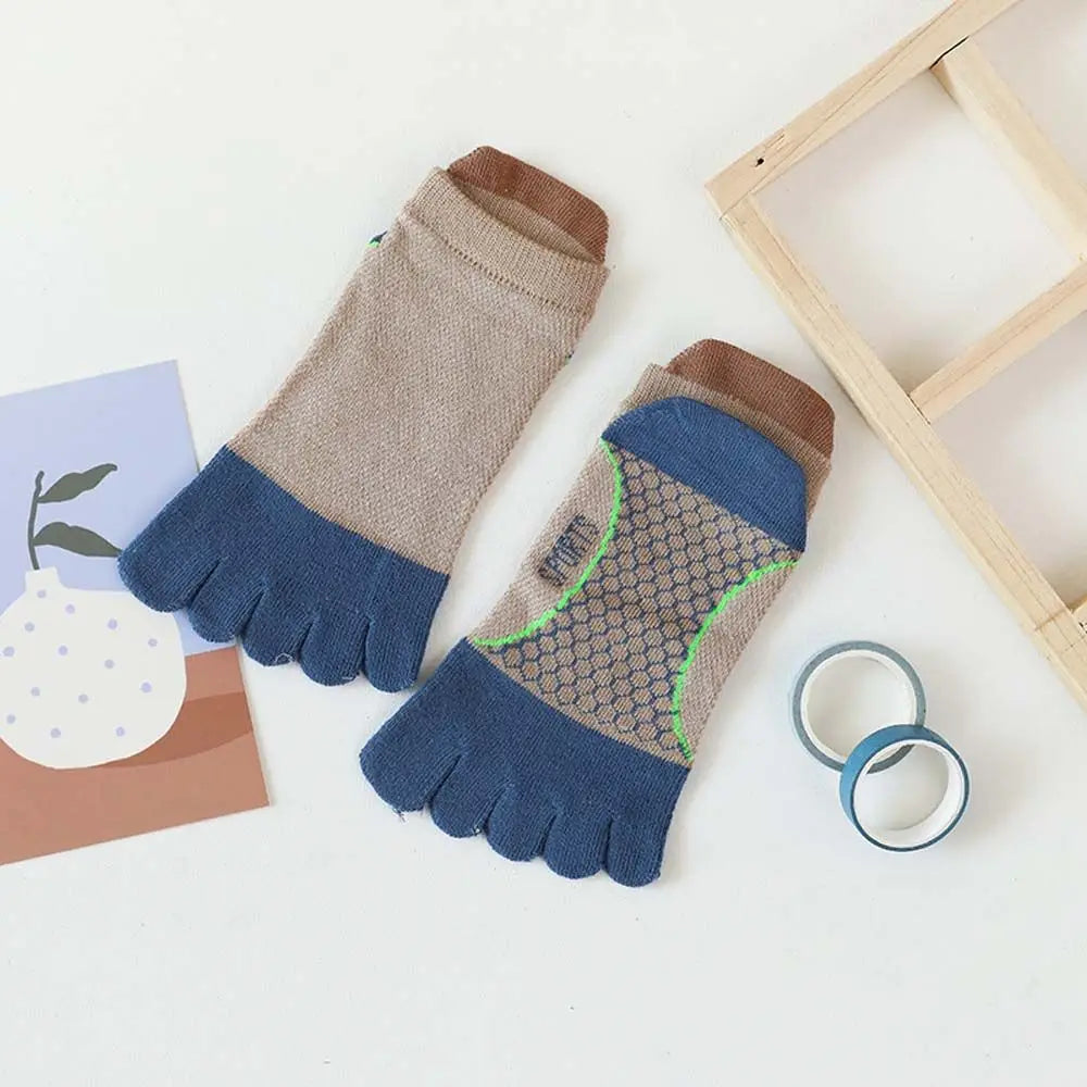 Baby Kids Five-Finger Socks Color Matching Sweat Absorbing Sports Cotton Socks Girls Boys Mesh Breathable Split Toe Socks