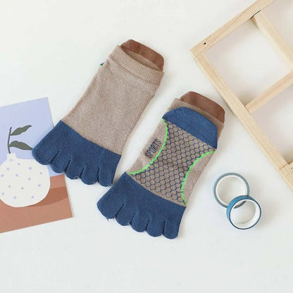 Baby Kids Five-Finger Socks Color Matching Sweat Absorbing Sports Cotton Socks Girls Boys Mesh Breathable Split Toe Socks