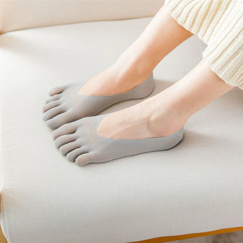 Women Summer Five-Finger Socks Ultrathin Funny Toe Invisible Sokken with Silicone Anti-Skid Breathable Anti-Friction Dropship