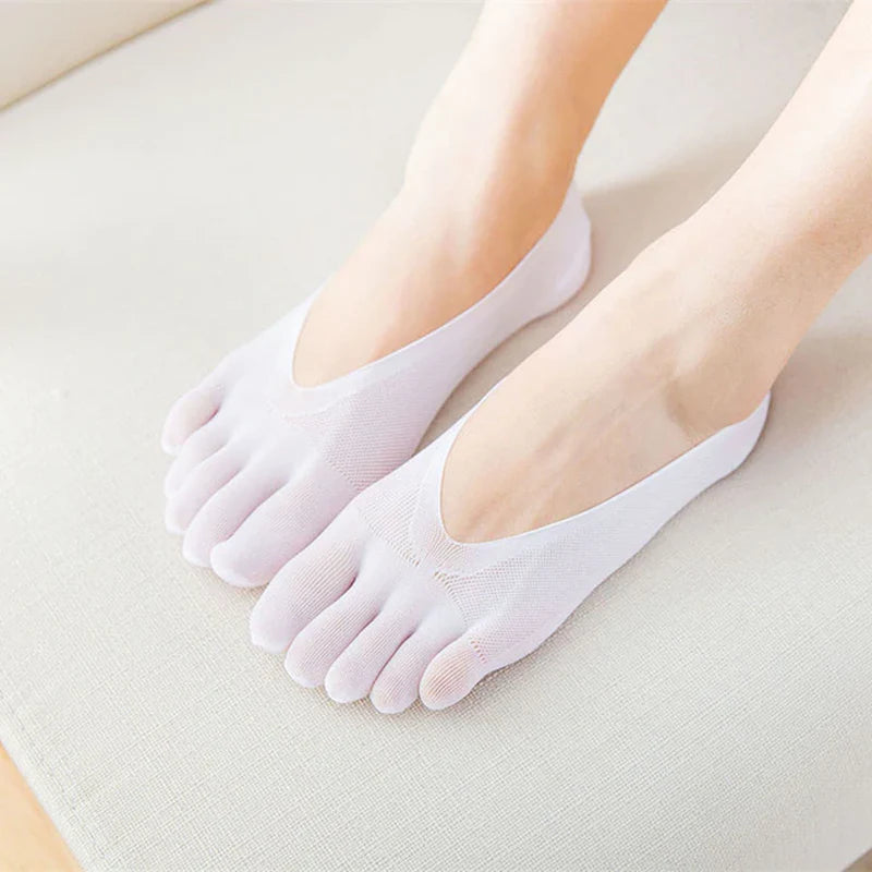 Women Summer Five-Finger Socks Ultrathin Funny Toe Invisible Sokken with Silicone Anti-Skid Breathable Anti-Friction Dropship