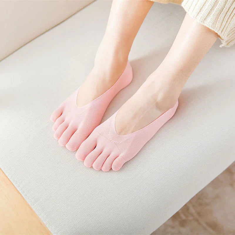 Women Summer Five-Finger Socks Ultrathin Funny Toe Invisible Sokken with Silicone Anti-Skid Breathable Anti-Friction Dropship