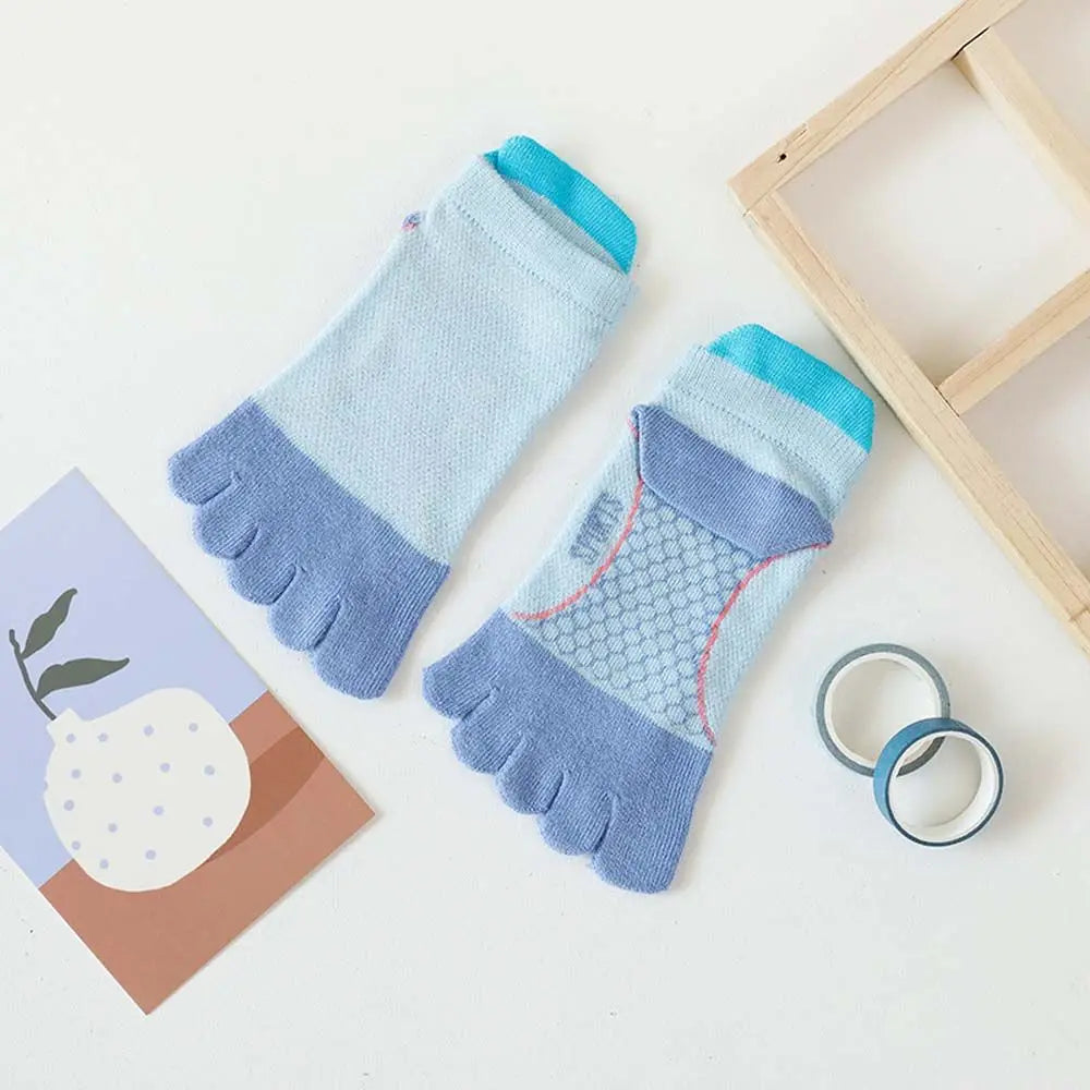 Baby Kids Five-Finger Socks Color Matching Sweat Absorbing Sports Cotton Socks Girls Boys Mesh Breathable Split Toe Socks